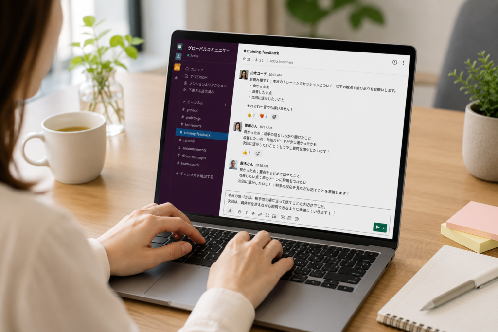 チャットツール(Slack)でのフォローアップのイメージ